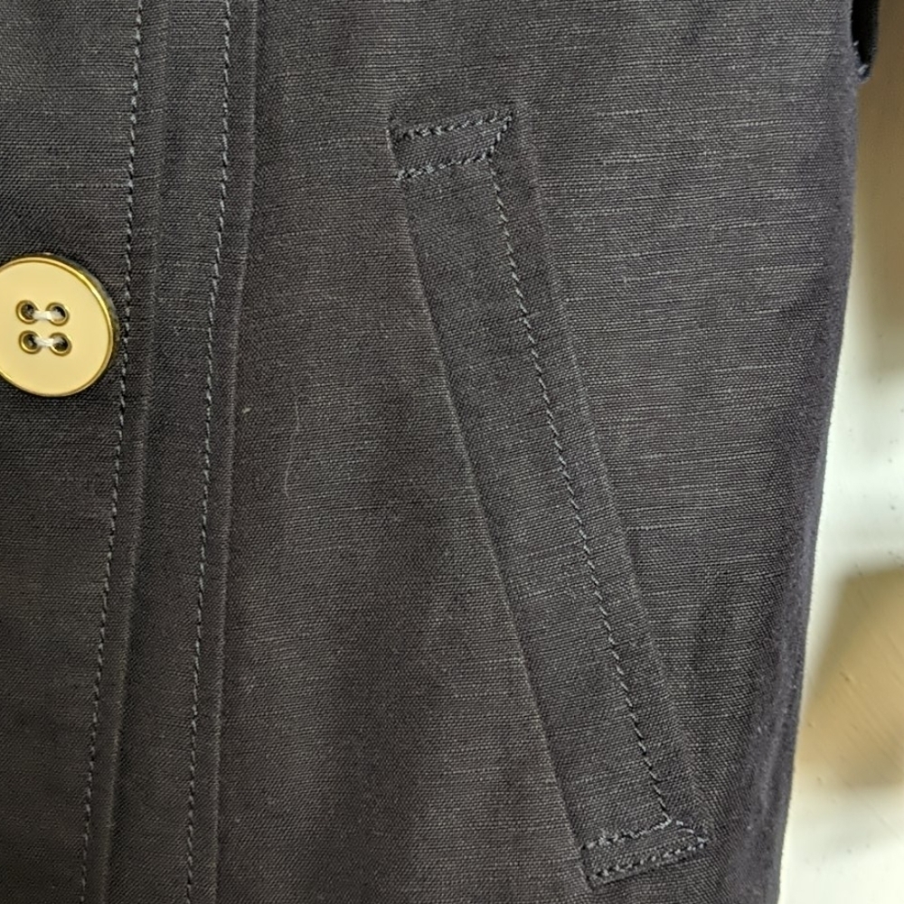 Larry Levine Double Breasted navy linen Blend peacoat - Picture 6 of 8
